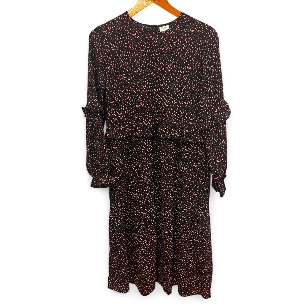 Jacqueline de Yong tiered floral midi dress black w/tiny floral print size 36/4